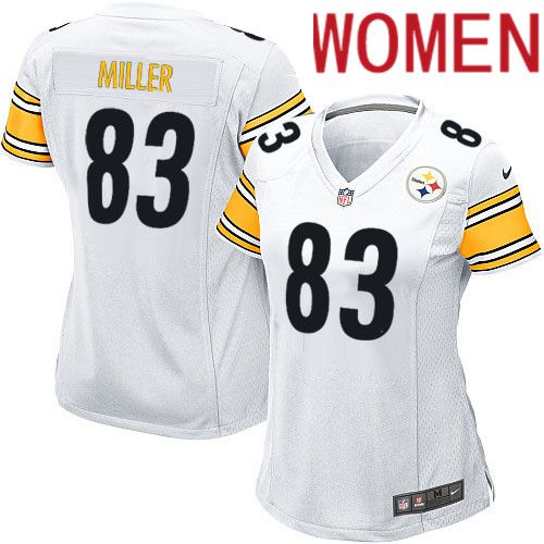 Women Pittsburgh Steelers #83 Heath Miller Nike White Game NFL Jersey->women nfl jersey->Women Jersey